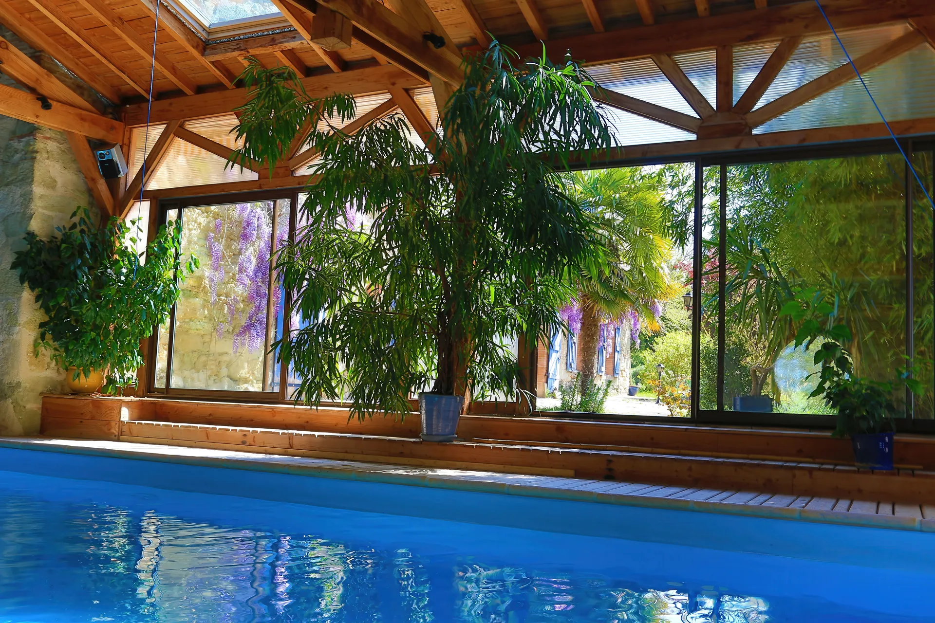 Piscine Saint-Robert — vue intérieure de la piscine privée chauffée à Rabastens